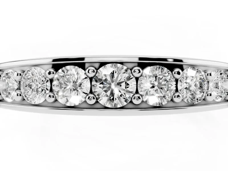 Round Diamond Comfort Fit Band Set in White gold with Channel-Set Row