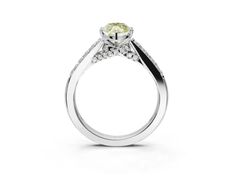 Marquise Pavé Solitaire Engagement Ring Setting for a Fancy Yellow Lab-Grown Diamond | Crossover Gallery | Platinum