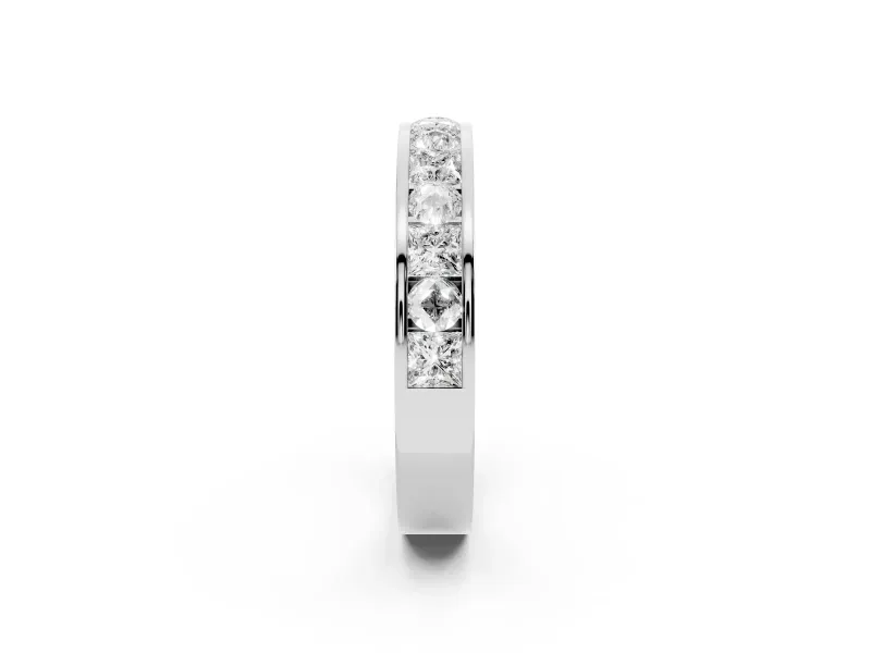 Princess Cut and Round Lab-Grown Diamond Channel Set Promise Ring | Alternating Row | Platinum