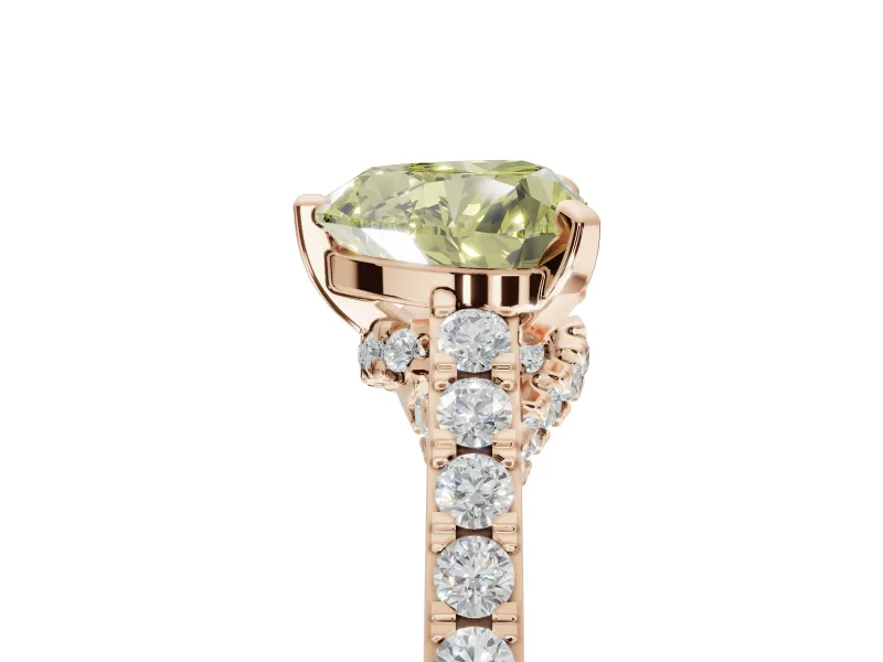 Heart-Shaped Pavé Solitaire Engagement Ring Setting for a Fancy Yellow Lab-Grown Diamond | Crossover Gallery | Rose Gold