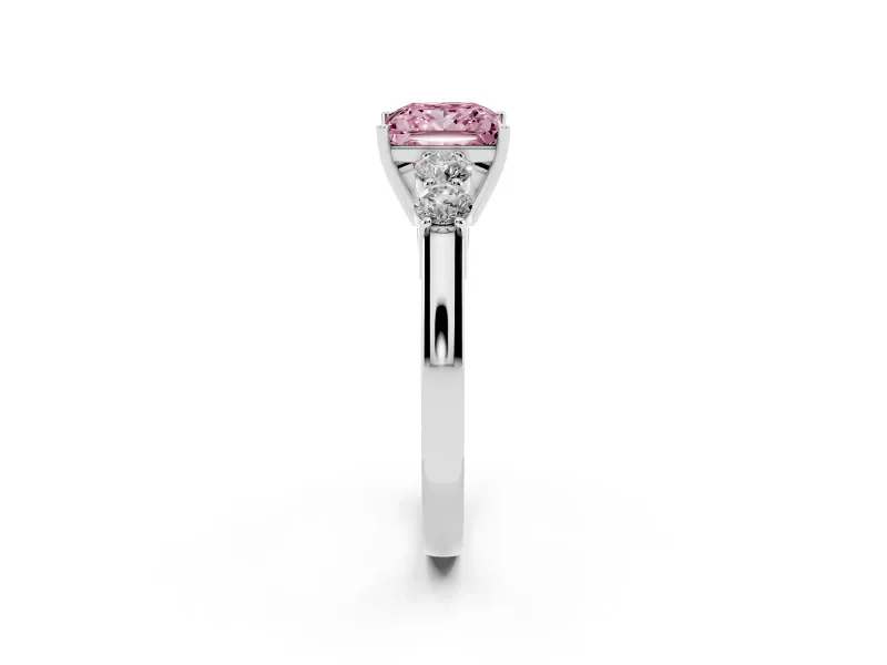 Princess Cut 5 Stone Engagement Ring Setting for a Fancy Pink Lab-Grown Diamond | White Gold