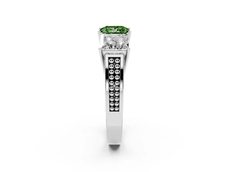 Princess Cut Engagement Ring Setting for a Fancy Green Lab-Grown Diamond | Sterling Silver - Design NV-24920