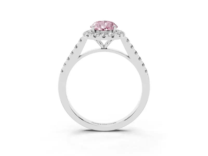Pear-Shaped Halo Engagement Ring Setting for a Fancy Pink Lab-Grown Diamond | Pave Shoulders | White Gold