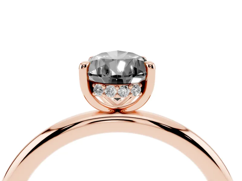 Fancy Black Pear Cut Diamond Solitaire Ring Set in Rose gold with Thin Band and Prong Setting
