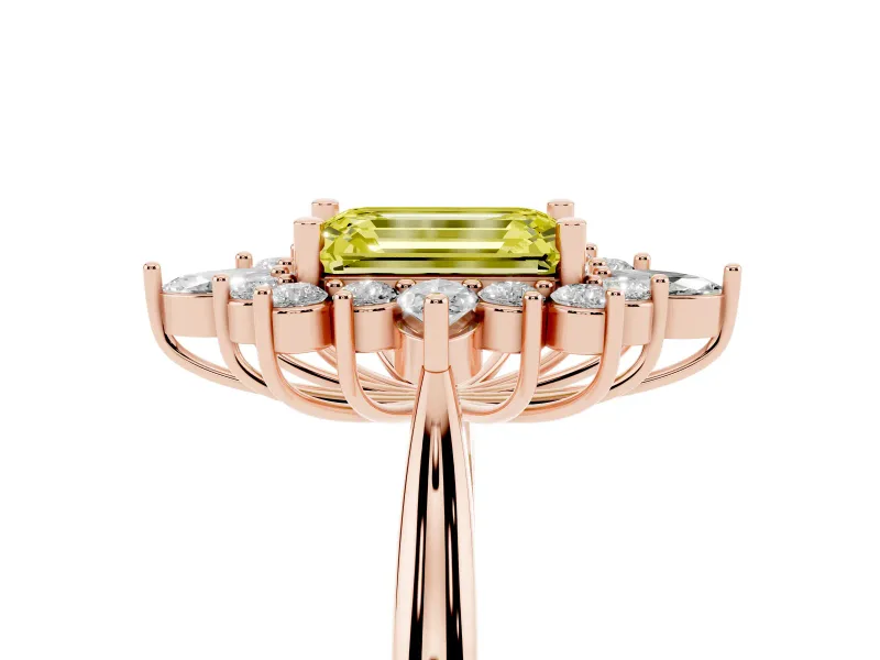 Emerald Cut Engagement Ring Setting for a Fancy Yellow Lab-Grown Diamond | Rose Gold - Design NV-24790