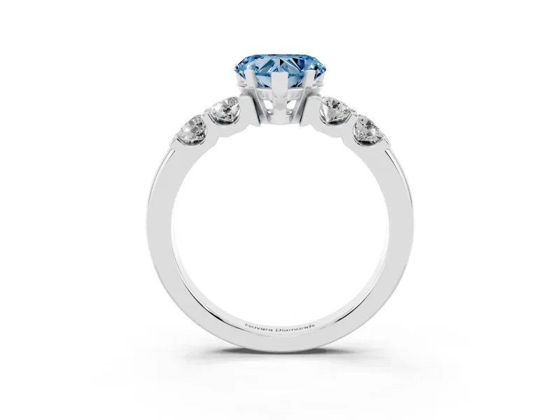 Heart-Shaped Five Stone Engagement Ring Setting for a Fancy Blue Lab-Grown Diamond | Platinum