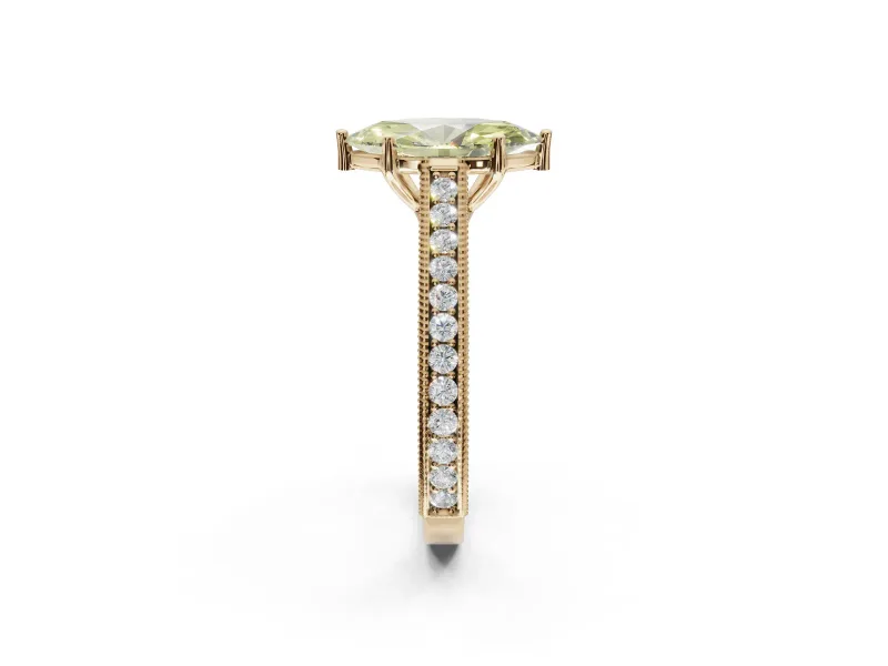 Marquise Vintage Engagement Ring Setting for a Fancy Yellow Lab-Grown Diamond | Yellow Gold - Design NV-24644