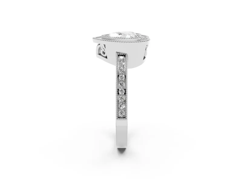 Heart-Shaped Vintage Milgrain Halo Engagement Ring Setting | Filigree Gallery | Platinum