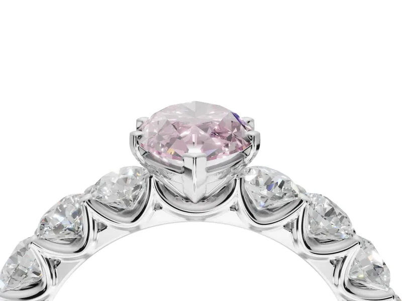Marquise Side Stone Engagement Ring Setting for a Fancy Pink Lab-Grown Diamond | Scalloped Prong Accents | Platinum