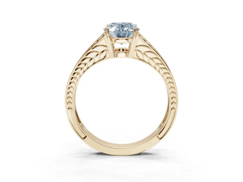 Oval Split Shank Pavé Engagement Ring Setting for a Fancy Blue Lab-Grown Diamond | Yellow Gold