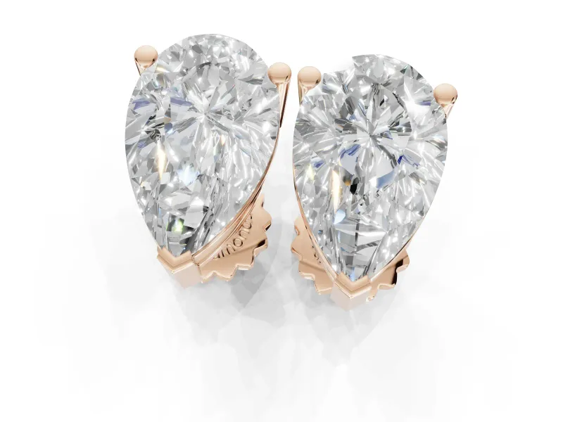 Asscher Cut Lab-Grown Diamond Solitaire Basket Stud Earrings | Open Gallery | Rose Gold