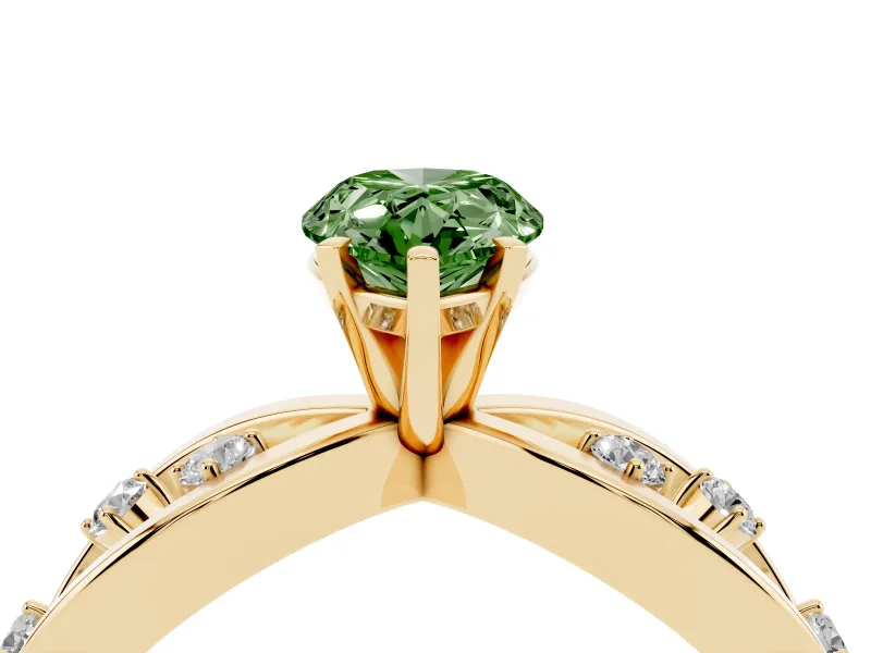 Pear-Shaped Loop Engagement Ring Setting for a Fancy Green Lab-Grown Diamond | Yellow Gold