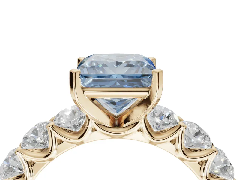 Princess Cut Engagement Ring Setting for a Fancy Blue Lab-Grown Diamond | Yellow Gold - Design NV-24455