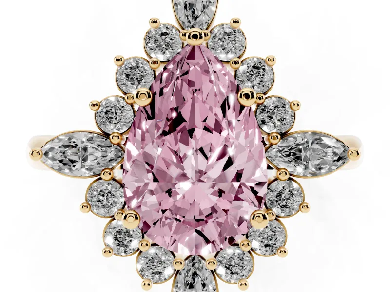 Pear-Shaped Engagement Ring Setting for a Fancy Pink Lab-Grown Diamond | Yellow Gold - Design NV-24790