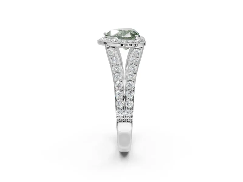 Heart-Shaped Halo Engagement Ring Setting for a Fancy Green Lab-Grown Diamond | Sterling Silver - Design NV-24520