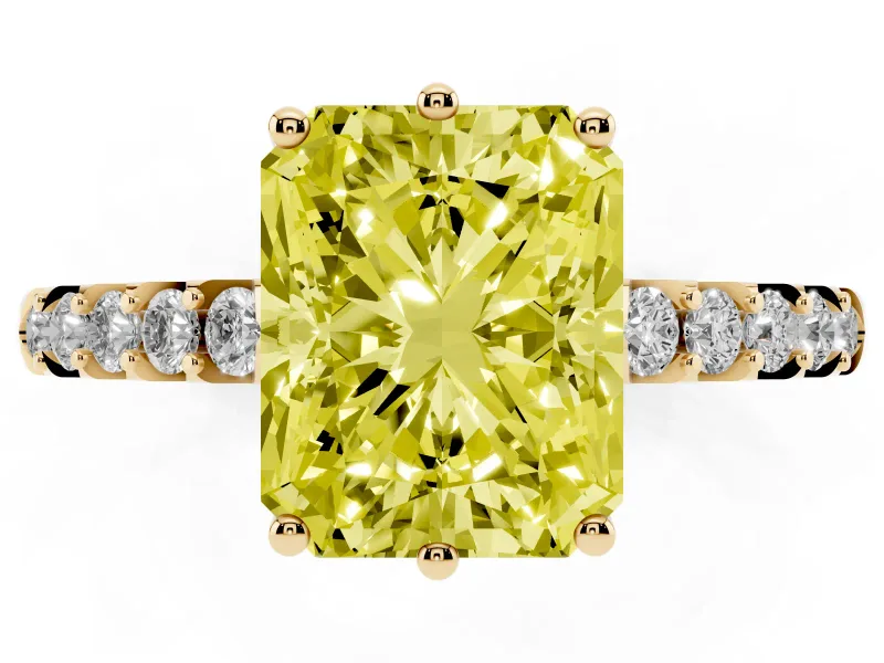 Radiant Cut Engagement Ring Setting for a Fancy Yellow Lab-Grown Diamond | Yellow Gold - Design NV-24649