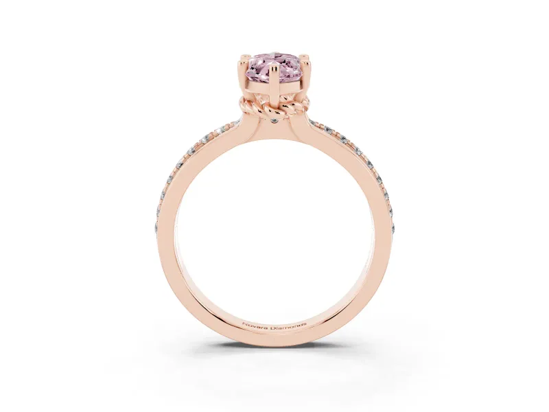 Marquise Channel Set Solitaire Engagement Ring Setting for a Fancy Pink Lab-Grown Diamond | Rope Collar Head | Rose Gold