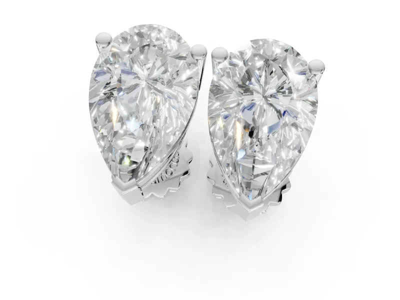 Princess Cut Lab-Grown Diamond Solitaire Basket Stud Earrings | Open Gallery | White Gold