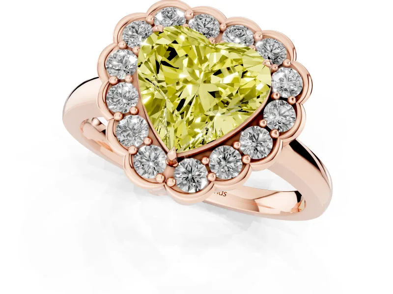 Heart-Shaped Halo Engagement Ring Setting for a Fancy Yellow Lab-Grown Diamond | Rose Gold - Design NV-24719