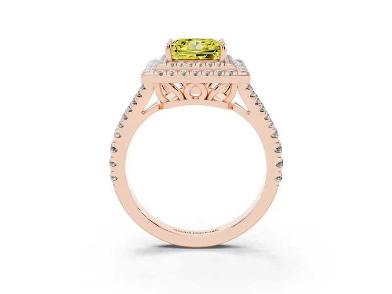 Princess Cut Halo Engagement Ring Setting for a Fancy Yellow Lab-Grown Diamond | Rose Gold - Design NV-24799