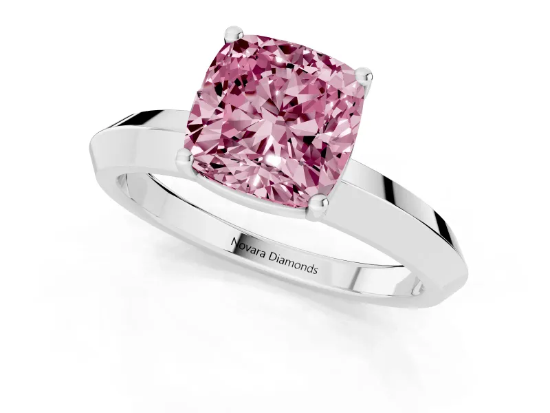 Cushion Cut Knife-Edge Engagement Ring Setting for a Fancy Pink Lab-Grown Diamond | Platinum