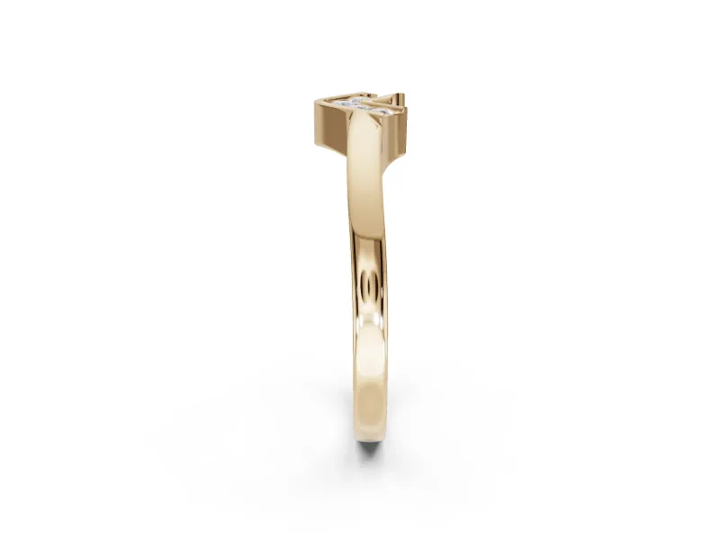 Round Lab-Grown Diamond Channel Set Chevron Wedding Band | V Front | Yellow Gold