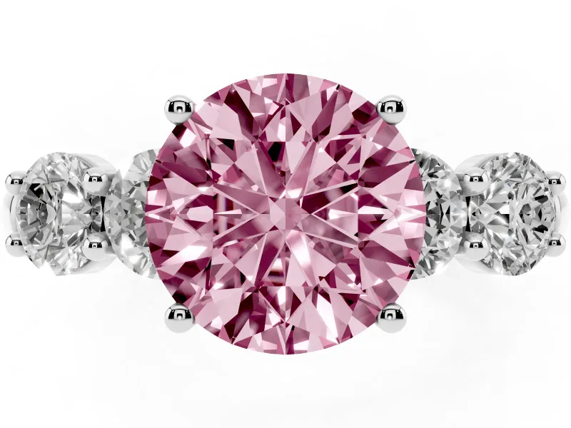 Round 5 Stone Engagement Ring Setting for a Fancy Pink Lab-Grown Diamond | White Gold