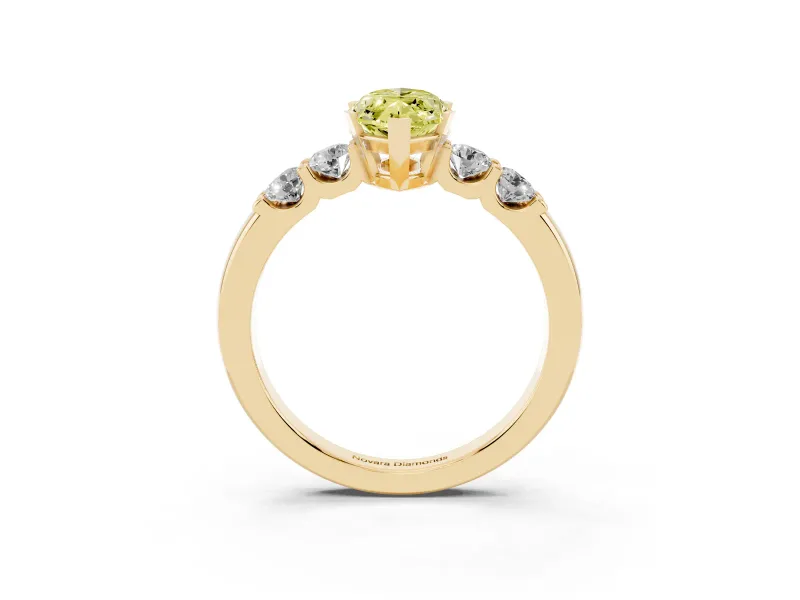 Marquise Five Stone Engagement Ring Setting for a Fancy Yellow Lab-Grown Diamond | Yellow Gold