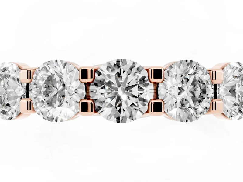 Round Diamond Half Eternity Band Set in Rose gold with Prong-Set Stones