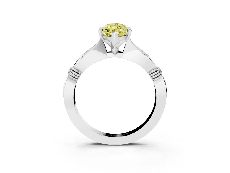 Marquise Floral Solitaire Engagement Ring Setting for a Fancy Yellow Lab-Grown Diamond | Platinum