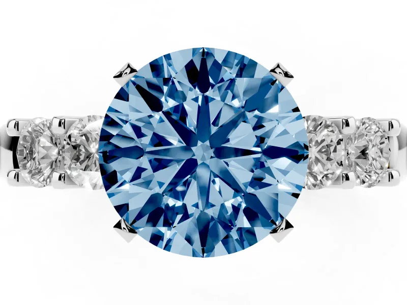 Round Five Stone Engagement Ring Setting for a Fancy Blue Lab-Grown Diamond | Platinum