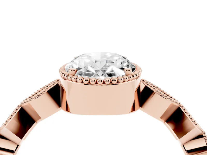 Oval Cut Diamond Milgrain Marquise Twist Band Ring Set in Rose gold with Prong Setting