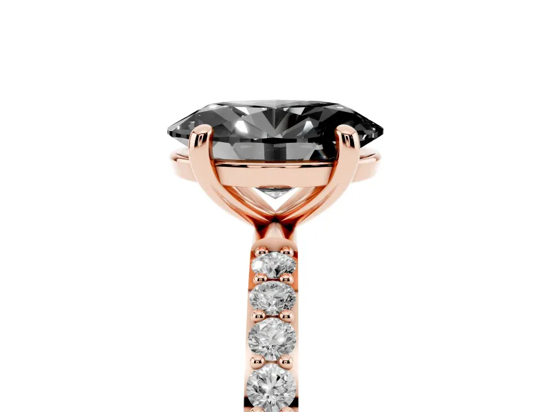 Oval Pave Solitaire Engagement Ring Setting | Rose Gold