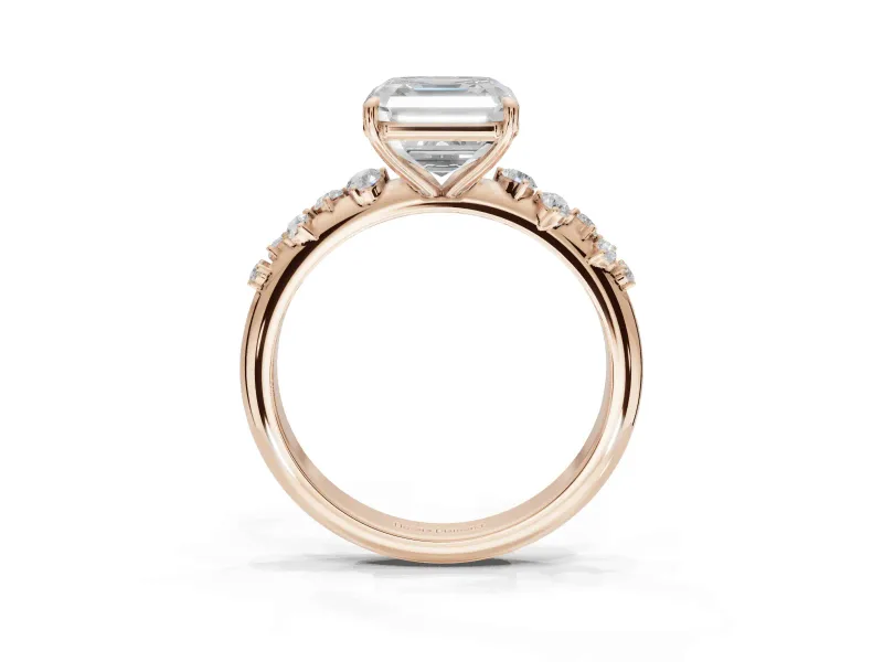 Asscher Cut Solitaire Engagement Ring Setting | Graduated Scattered Accents | Rose Gold