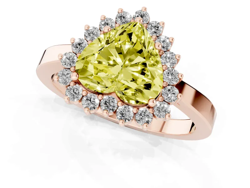 Heart-Shaped Scalloped Halo Engagement Ring Setting for a Fancy Yellow Lab-Grown Diamond | Rose Gold
