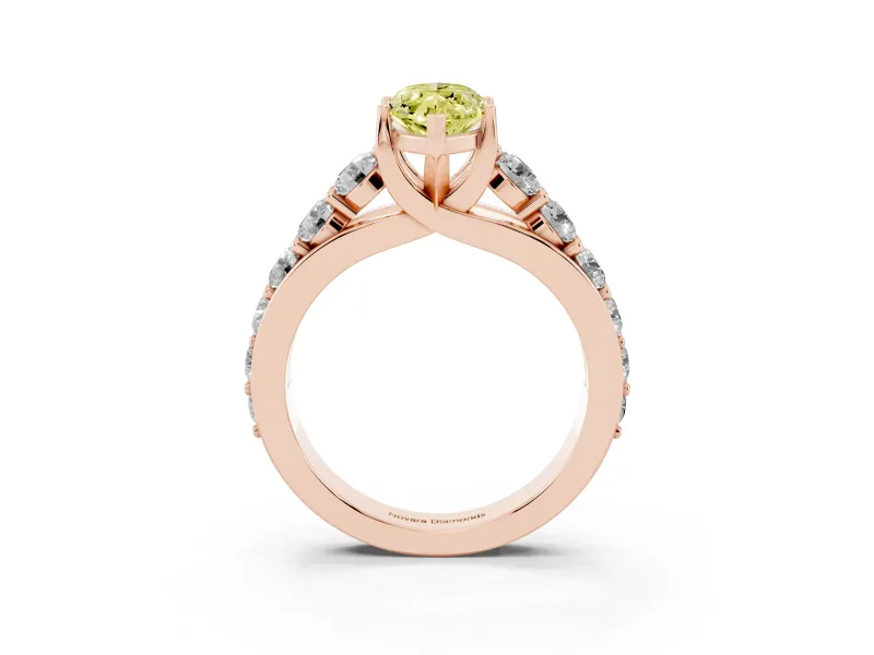 Marquise Graduated Engagement Ring Setting for a Fancy Yellow Lab-Grown Diamond | Rose Gold