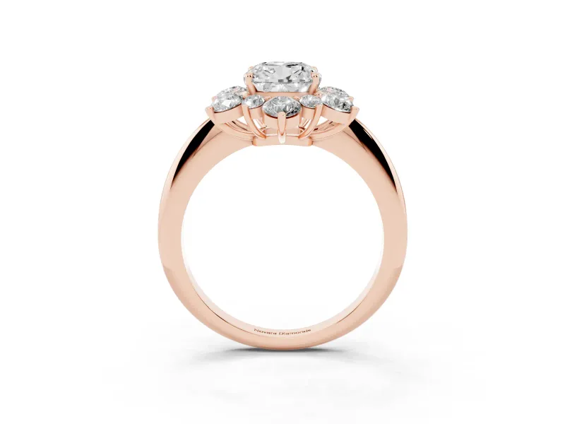 Cushion Cut Cluster Halo Engagement Ring Setting | Two-Size Accents | Rose Gold
