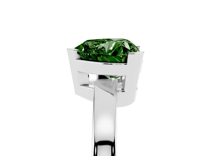 Fancy Green Heart Cut Diamond Solitaire Ring Set in White gold with Prong Head and Smooth Polished Band