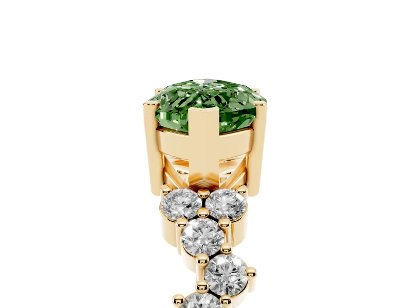 Marquise Scattered Accent Engagement Ring Setting for a Fancy Green Lab-Grown Diamond | Yellow Gold