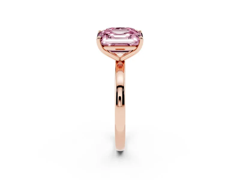 Fancy Pink Asscher Cut and Emerald Cut Toi Moi Ring Set in Rose gold with Prong Setting