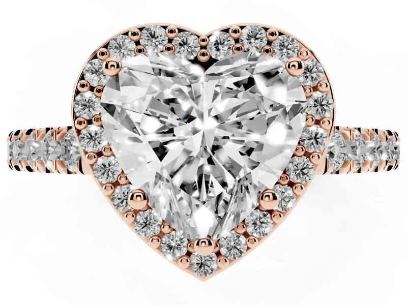 Heart-Shaped Halo Pavé Engagement Ring Setting | Single Row Shoulders | Rose Gold