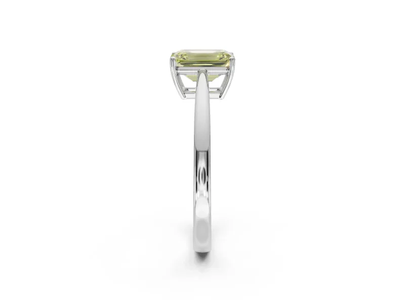 Emerald Cut Cathedral Solitaire Engagement Ring Setting for a Fancy Yellow Lab-Grown Diamond | Open Shoulders | Platinum