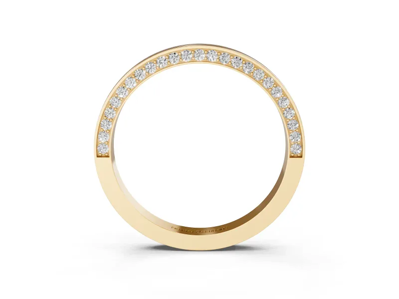 Round Diamond Pavé Channel Band Set in Yellow gold with Smooth Profile
