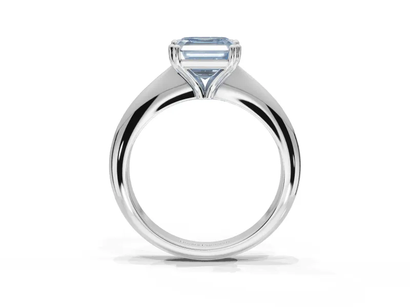 Princess Cut Tapered Solitaire Engagement Ring Setting for a Fancy Blue Lab-Grown Diamond | Sterling Silver