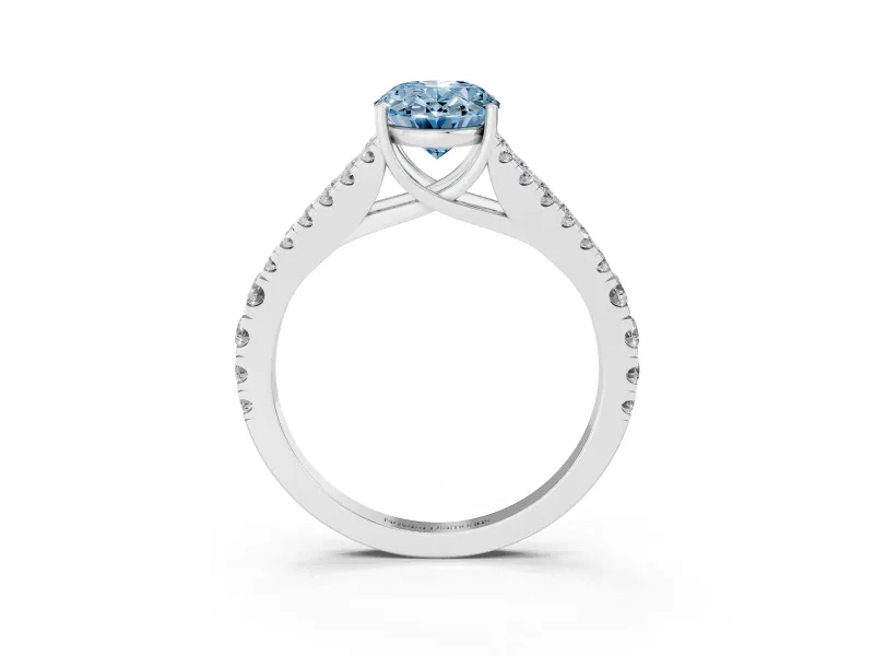 Oval Graduated Split Shank Engagement Ring Setting for a Fancy Blue Lab-Grown Diamond | Platinum