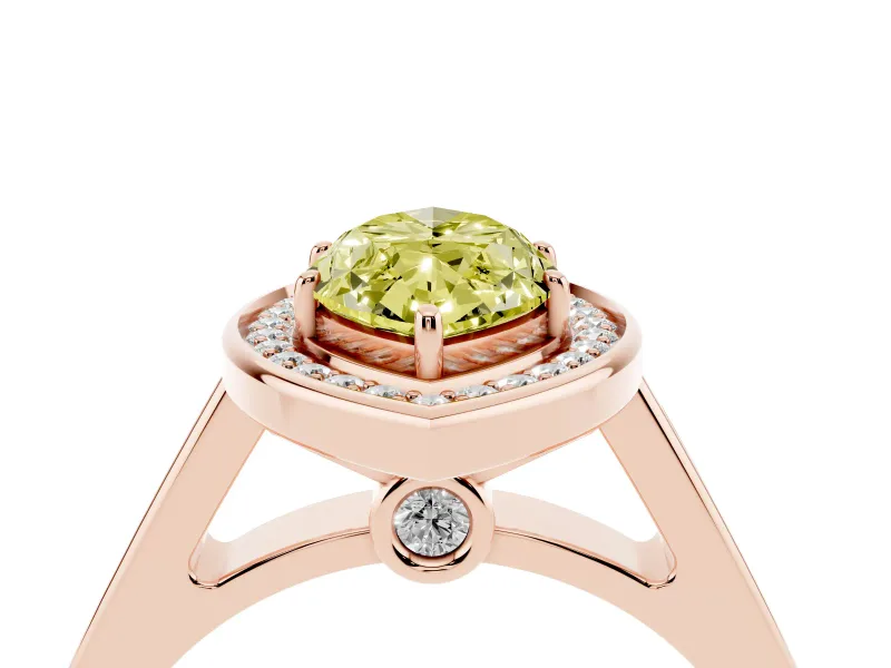 Marquise Rimmed Halo Engagement Ring Setting for a Fancy Yellow Lab-Grown Diamond | Rose Gold