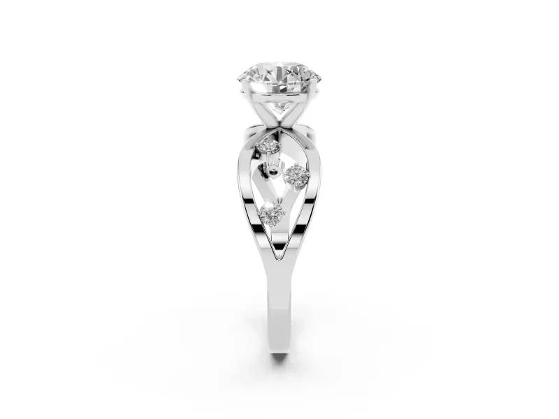 Round Open Loop Engagement Ring Setting | Scattered Accents | White Gold