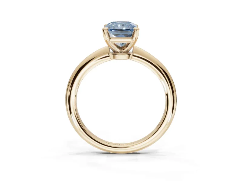Radiant Cut Solitaire Engagement Ring Setting for a Fancy Blue Lab-Grown Diamond | Tapered Plain Band | Yellow Gold