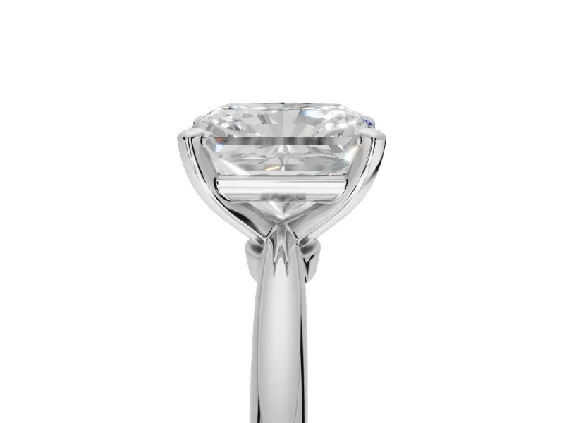 Radiant Cut Solitaire Engagement Ring Setting | Tapered Plain Band | Sterling Silver