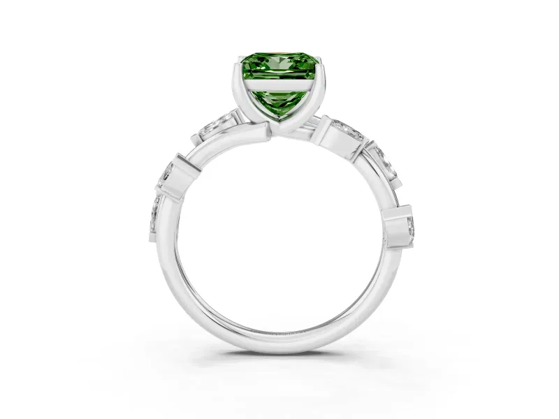 Princess Cut Twisted Vine Engagement Ring Setting for a Fancy Green Lab-Grown Diamond | Platinum